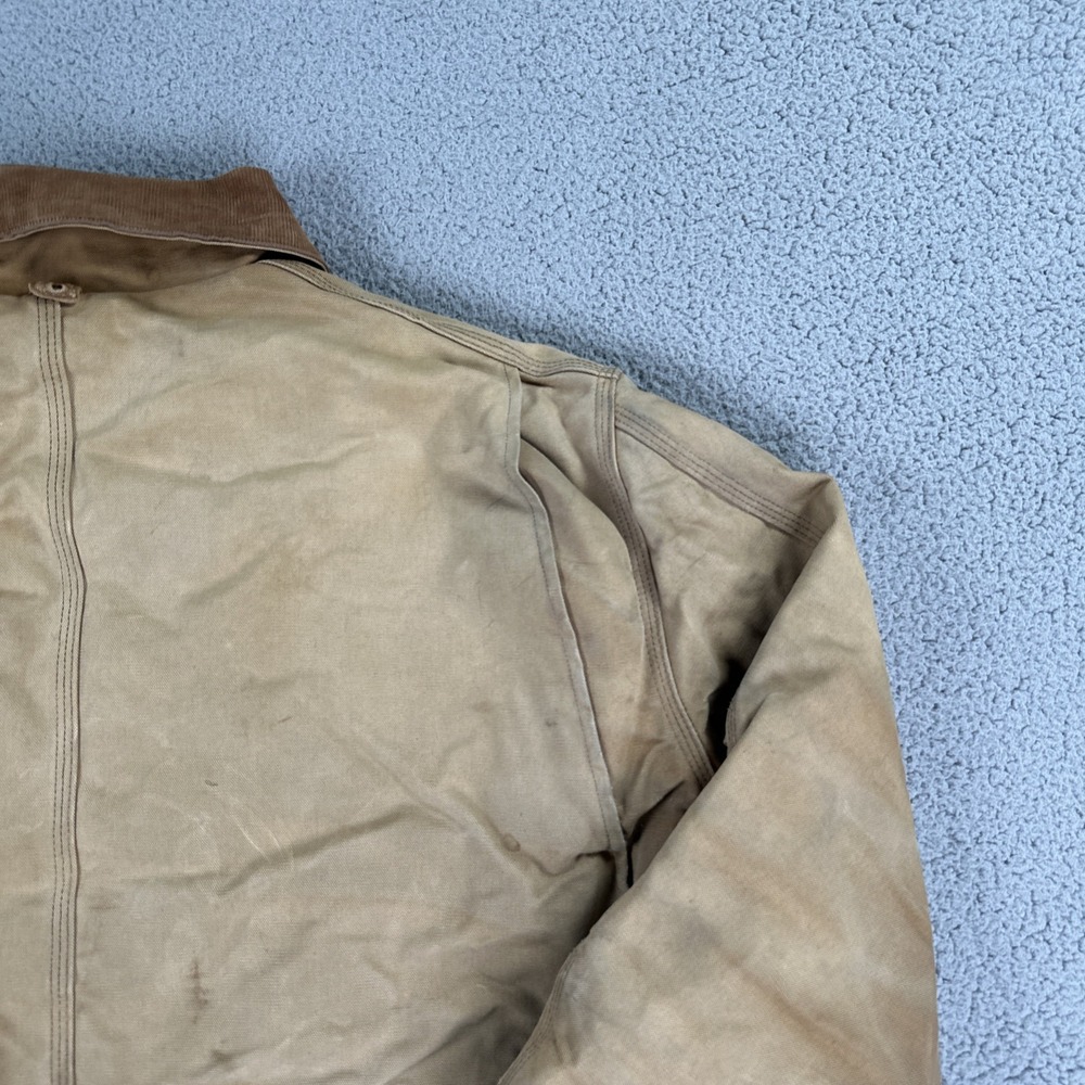 VTG Carhartt C03 BRN Chore Jacket Men 54 Distressed Brown Duck Arctic USA Made - Picture 12 of 15